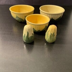 Shawnee Corn‎ Bowls and Salt & Pepper Shakers Vintage Kitchen Decor Set